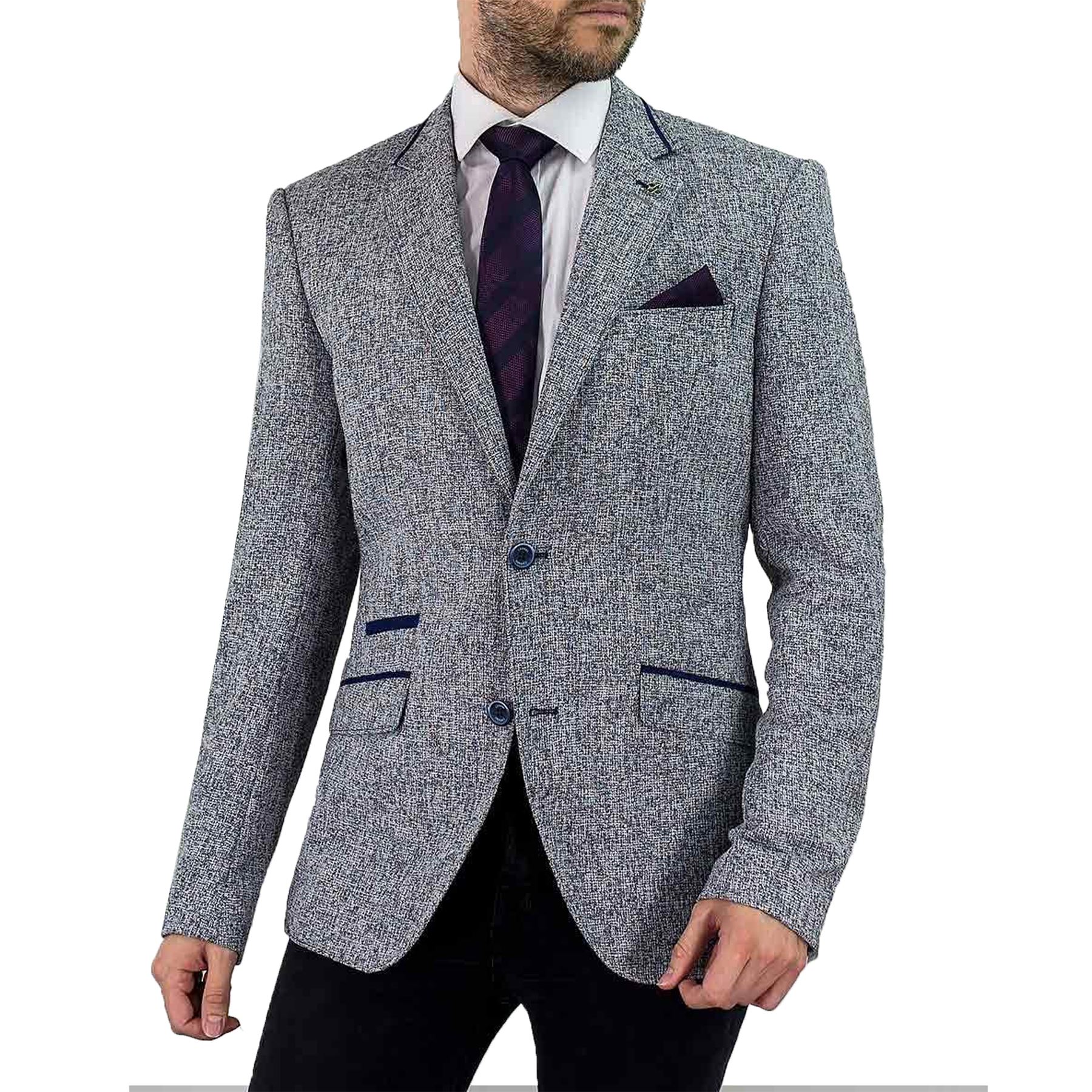 Men's Patches Lapel Blend Colour Blazer Clayton Style Cavani Canvas Grey Jacket Elbow zwz4Cr