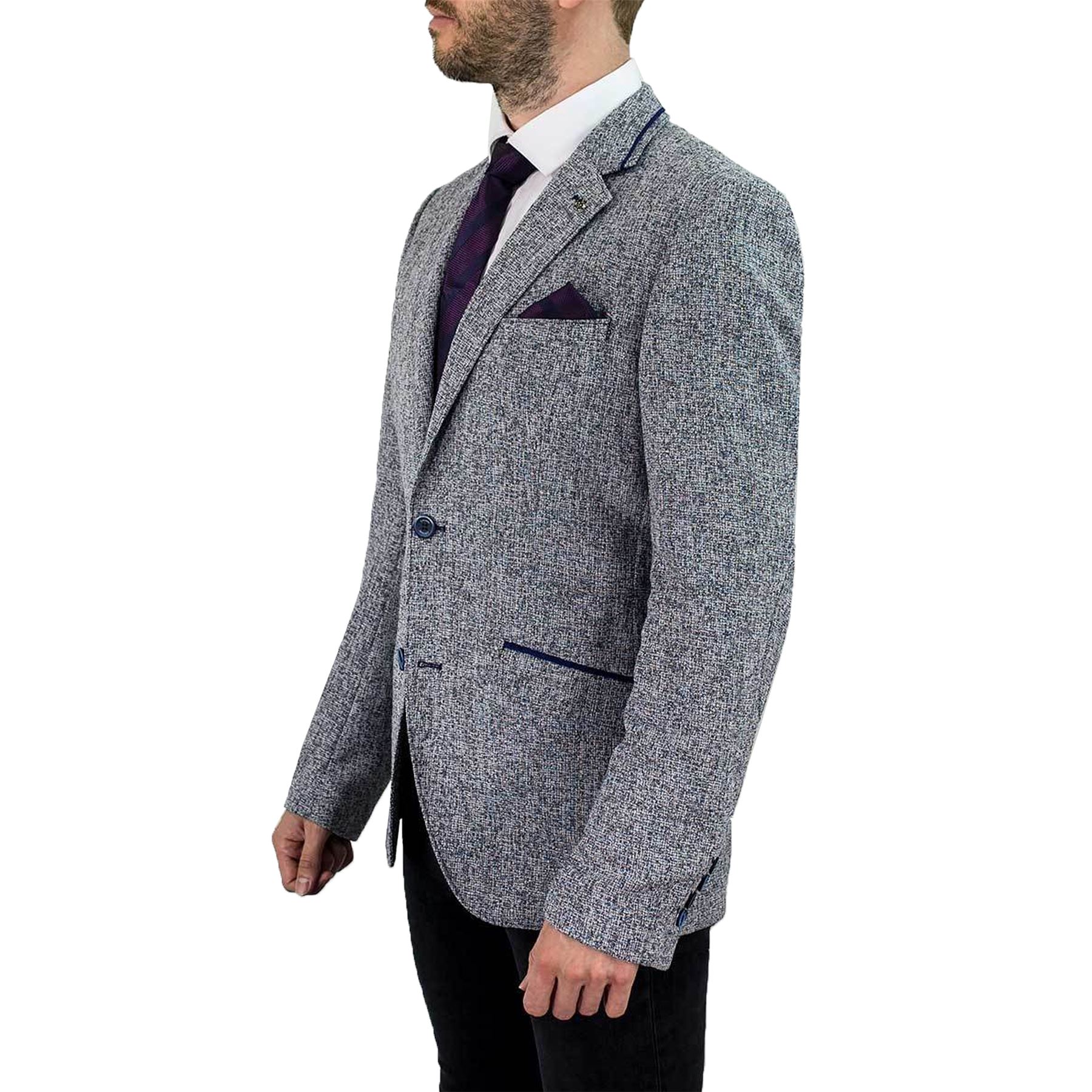 Men's Patches Lapel Blend Colour Blazer Clayton Style Cavani Canvas Grey Jacket Elbow zwz4Cr