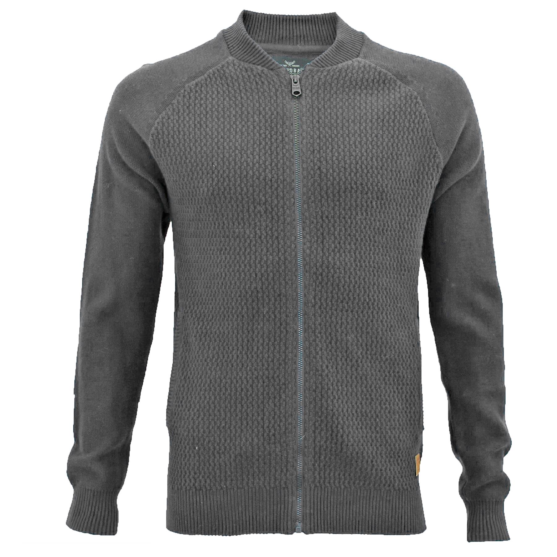 Mens Threadbare Varsity Collar Knitted Sweater Jumper Zip Up Cardigan ...