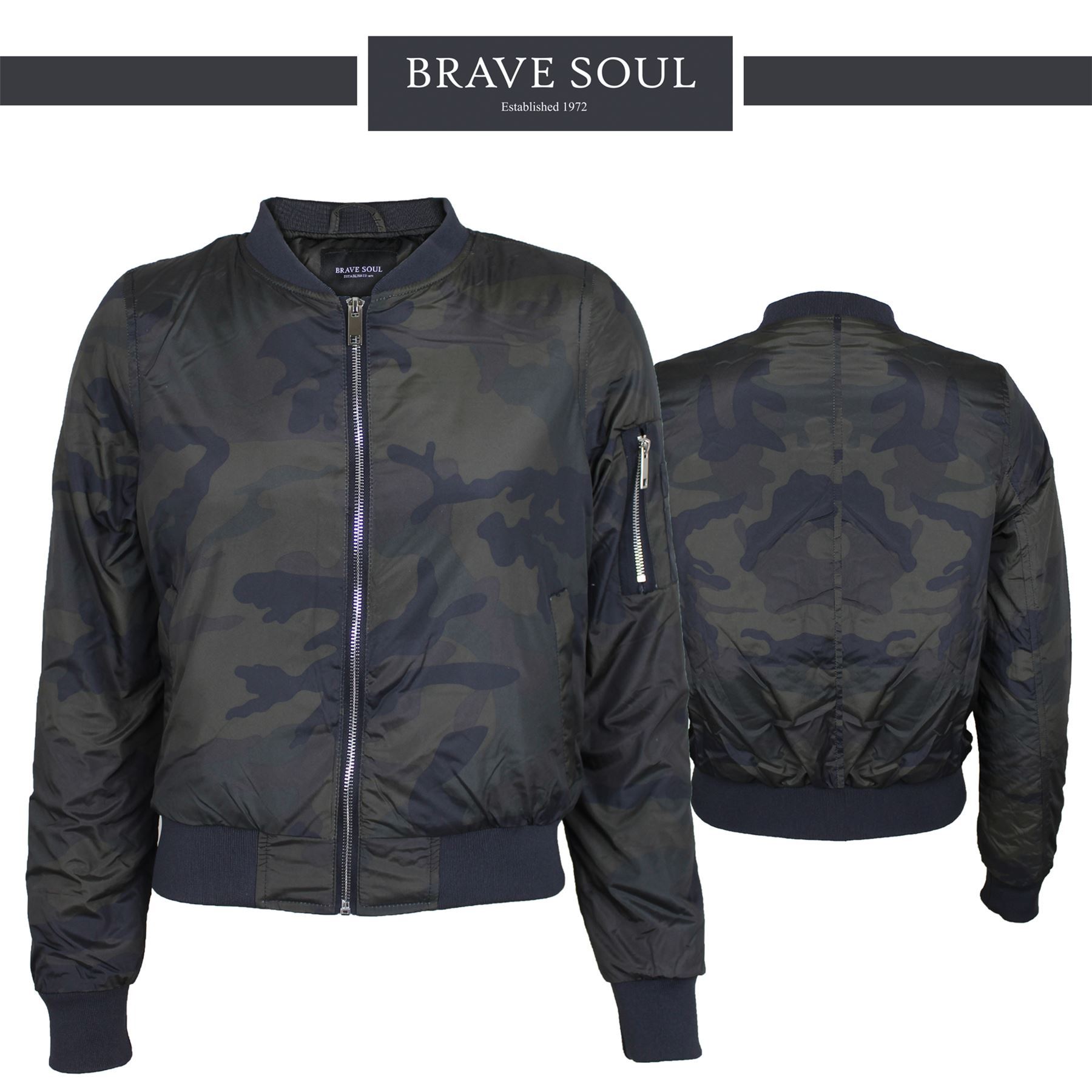 Womens Ladies Brave Soul Camouflage Mod MA1 Bomber Padded Jacket