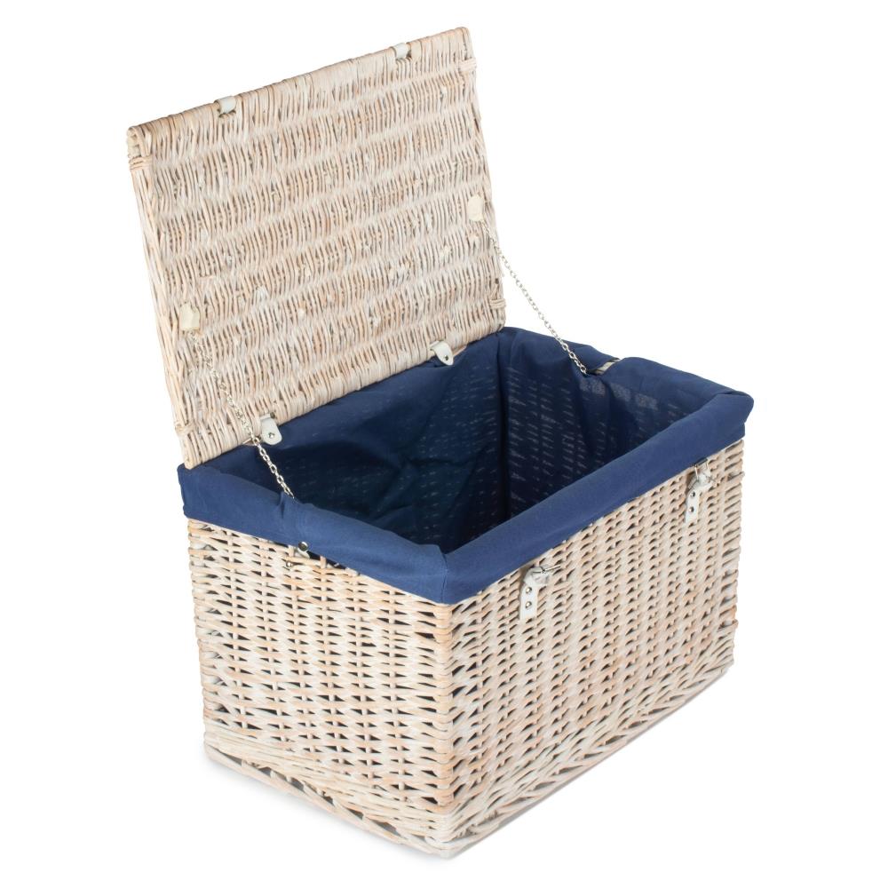 61cm White Wash Chest Picnic Wicker Basket - Picture 25 of 36
