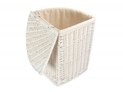Corner White Wash Laundry Basket with a White Lining - Picture 18 of 26