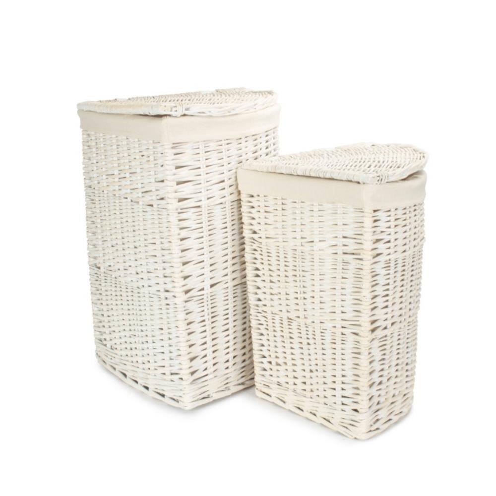 Corner White Wash Laundry Basket with a White Lining - Picture 23 of 26