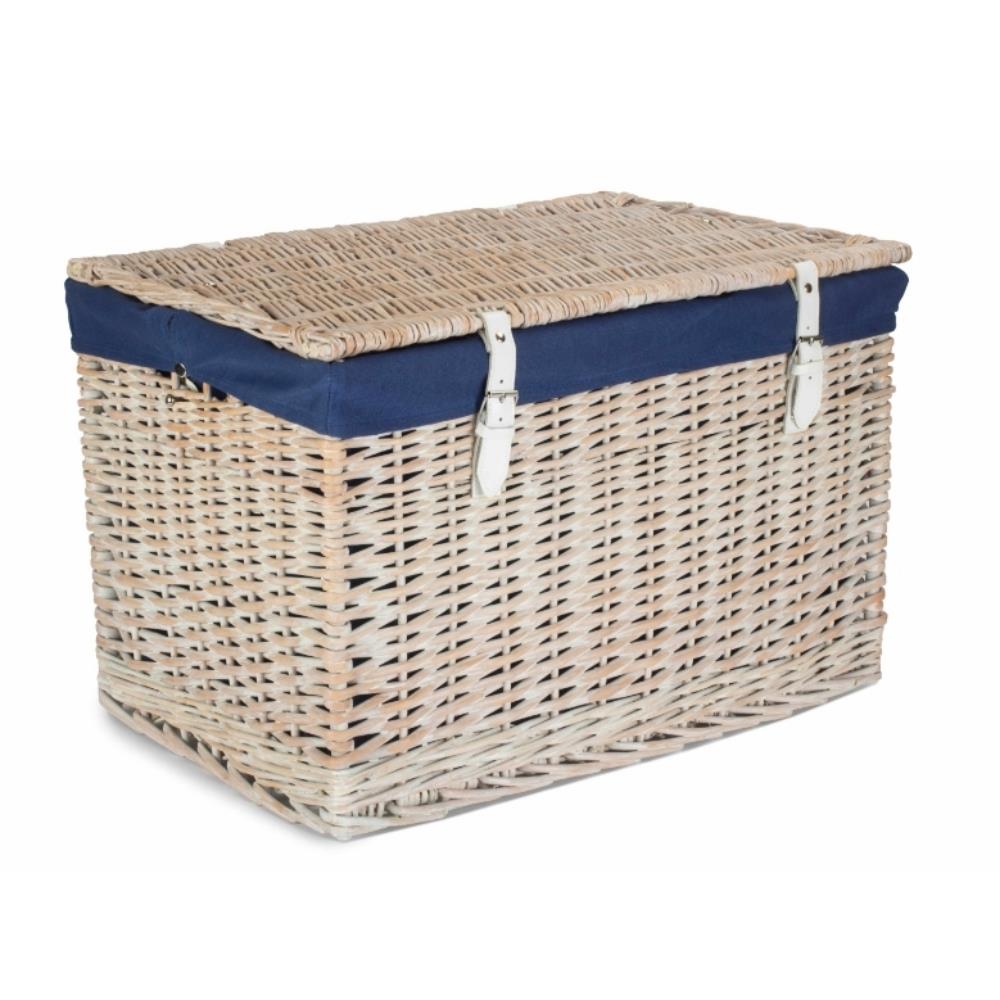 61cm White Wash Chest Picnic Wicker Basket - Picture 22 of 36