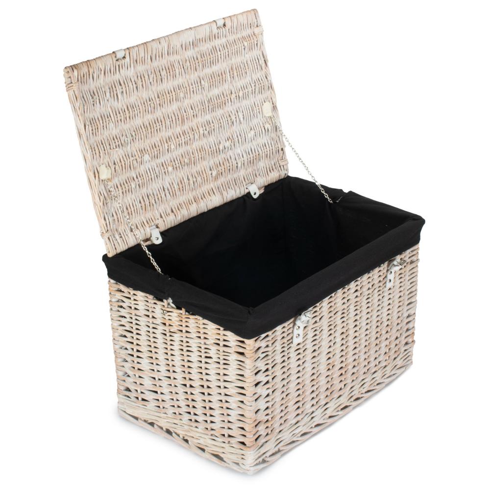 61cm White Wash Chest Picnic Wicker Basket - Picture 10 of 36