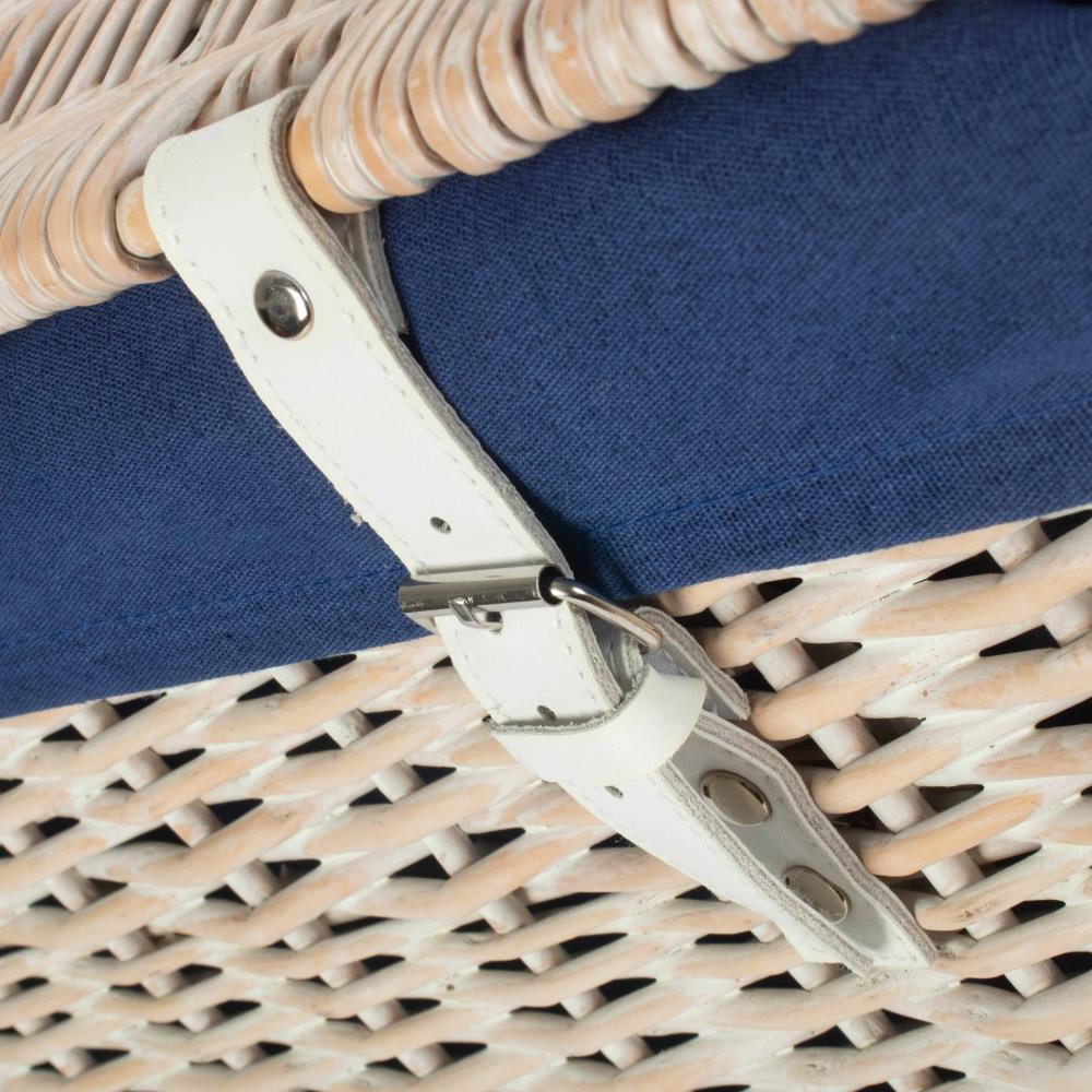 61cm White Wash Chest Picnic Wicker Basket - Picture 26 of 36