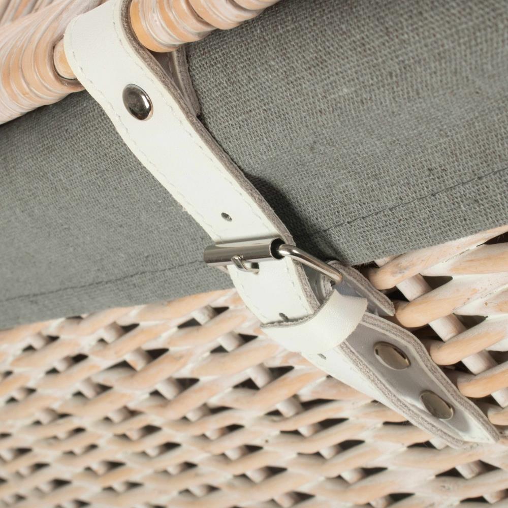 61cm White Wash Chest Picnic Wicker Basket - Picture 21 of 36