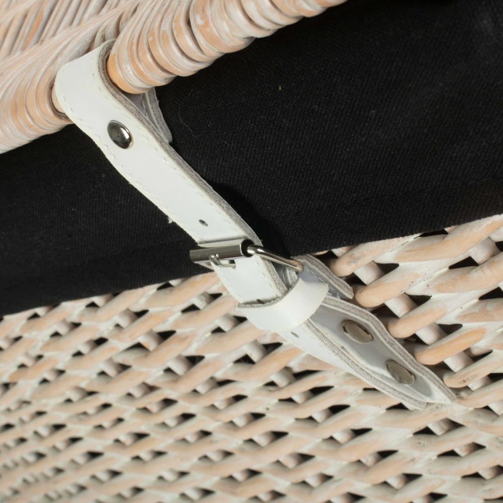 61cm White Wash Chest Picnic Wicker Basket - Picture 11 of 36