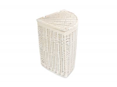 Corner White Wash Laundry Basket with a White Lining - Picture 17 of 26