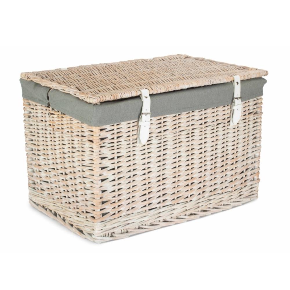 61cm White Wash Chest Picnic Wicker Basket - Picture 17 of 36