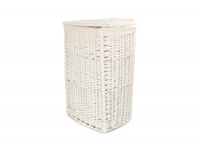 Corner White Wash Laundry Basket with a White Lining - Picture 16 of 26