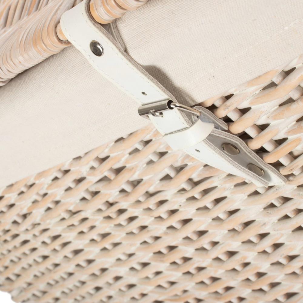 61cm White Wash Chest Picnic Wicker Basket - Picture 36 of 36