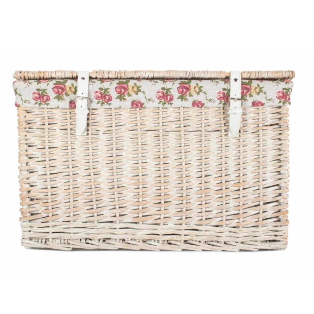 61cm White Wash Chest Picnic Wicker Basket - Picture 14 of 36
