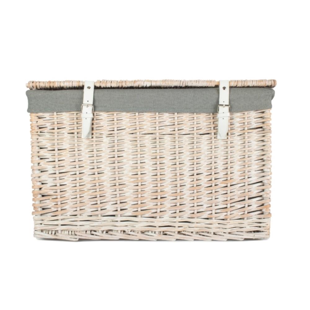 61cm White Wash Chest Picnic Wicker Basket - Picture 19 of 36
