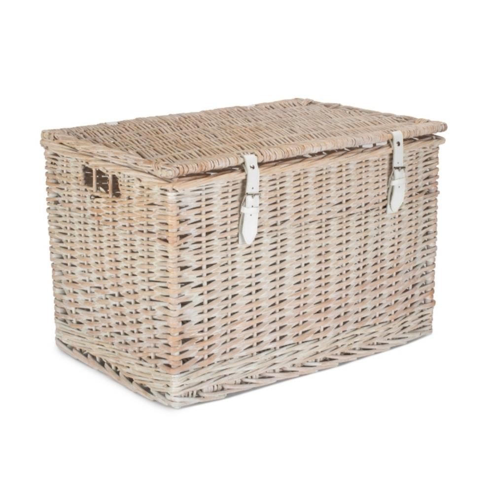 61cm White Wash Chest Picnic Wicker Basket - Picture 27 of 36