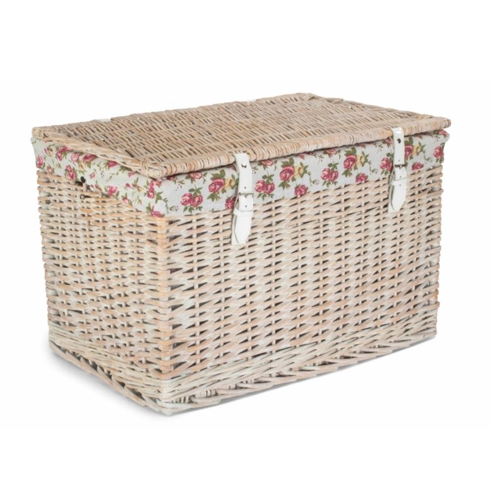 61cm White Wash Chest Picnic Wicker Basket - Picture 12 of 36
