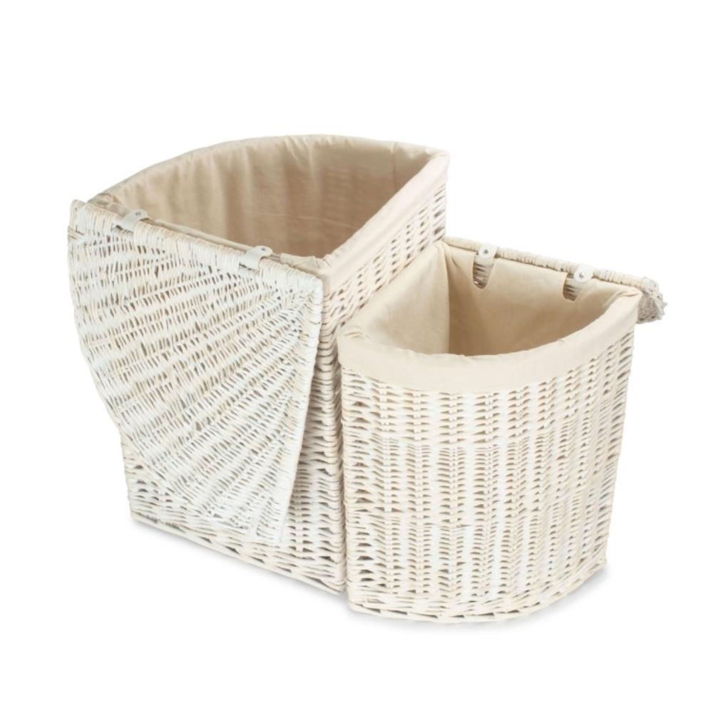 Corner White Wash Laundry Basket with a White Lining - Picture 24 of 26