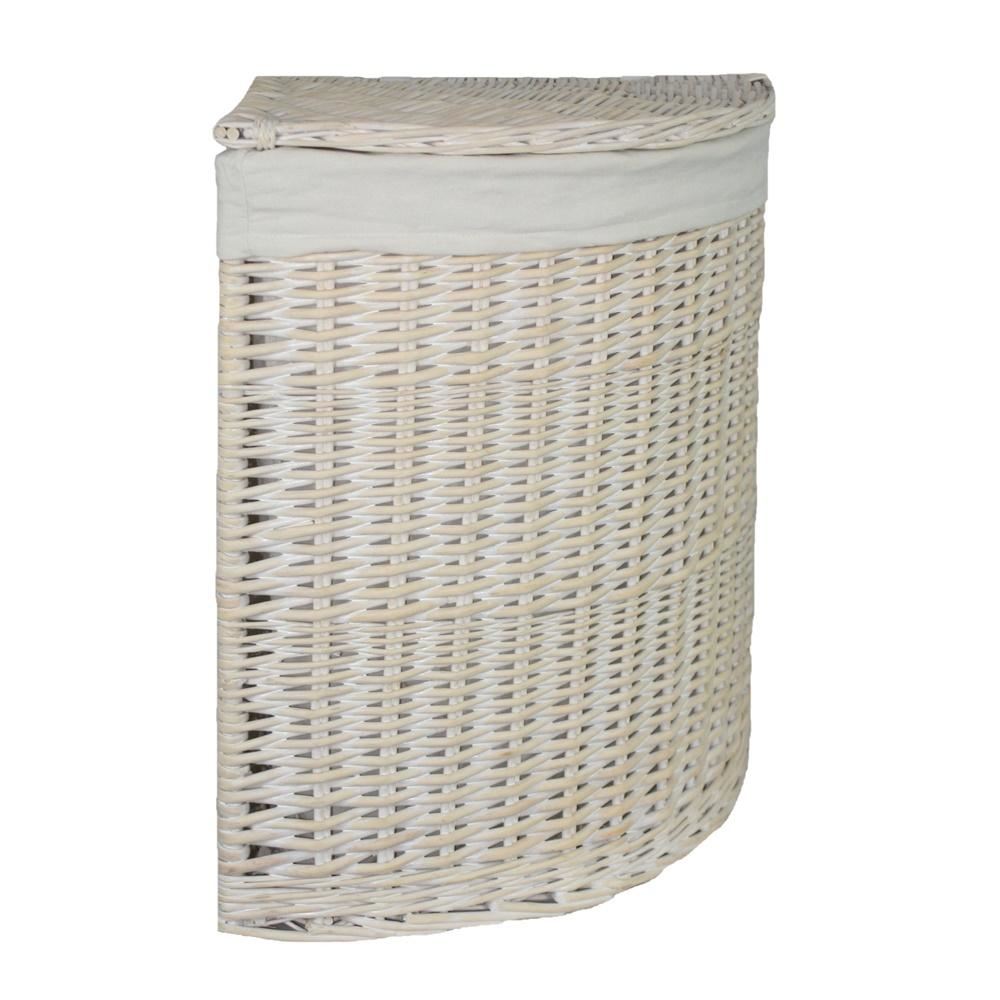 Corner White Wash Laundry Basket with a White Lining - Picture 14 of 26
