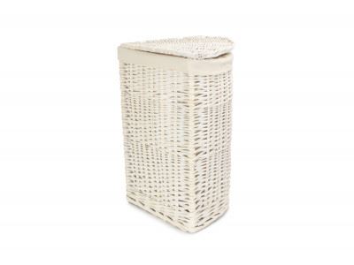 Corner White Wash Laundry Basket with a White Lining - Picture 7 of 26