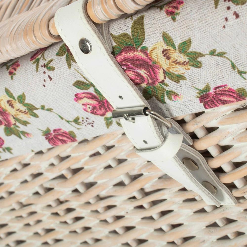 61cm White Wash Chest Picnic Wicker Basket - Picture 16 of 36