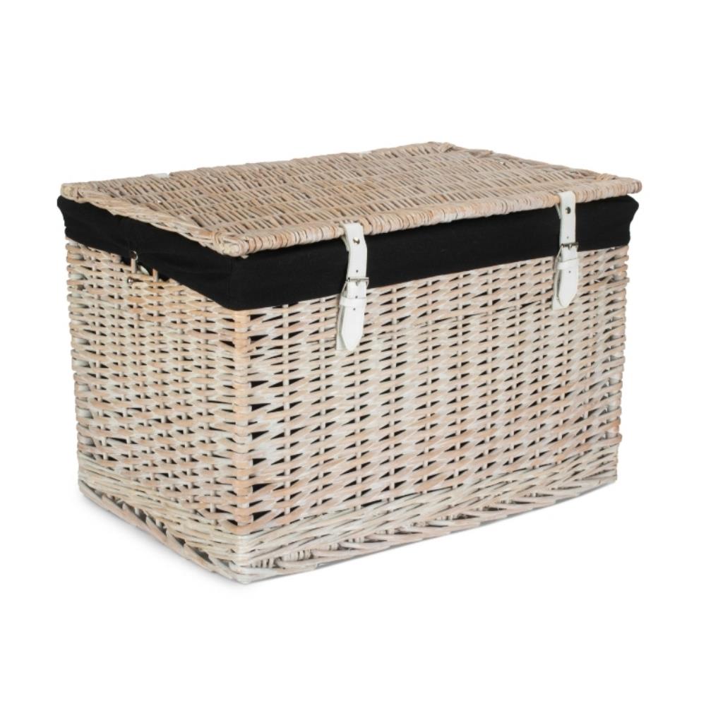 61cm White Wash Chest Picnic Wicker Basket - Picture 7 of 36