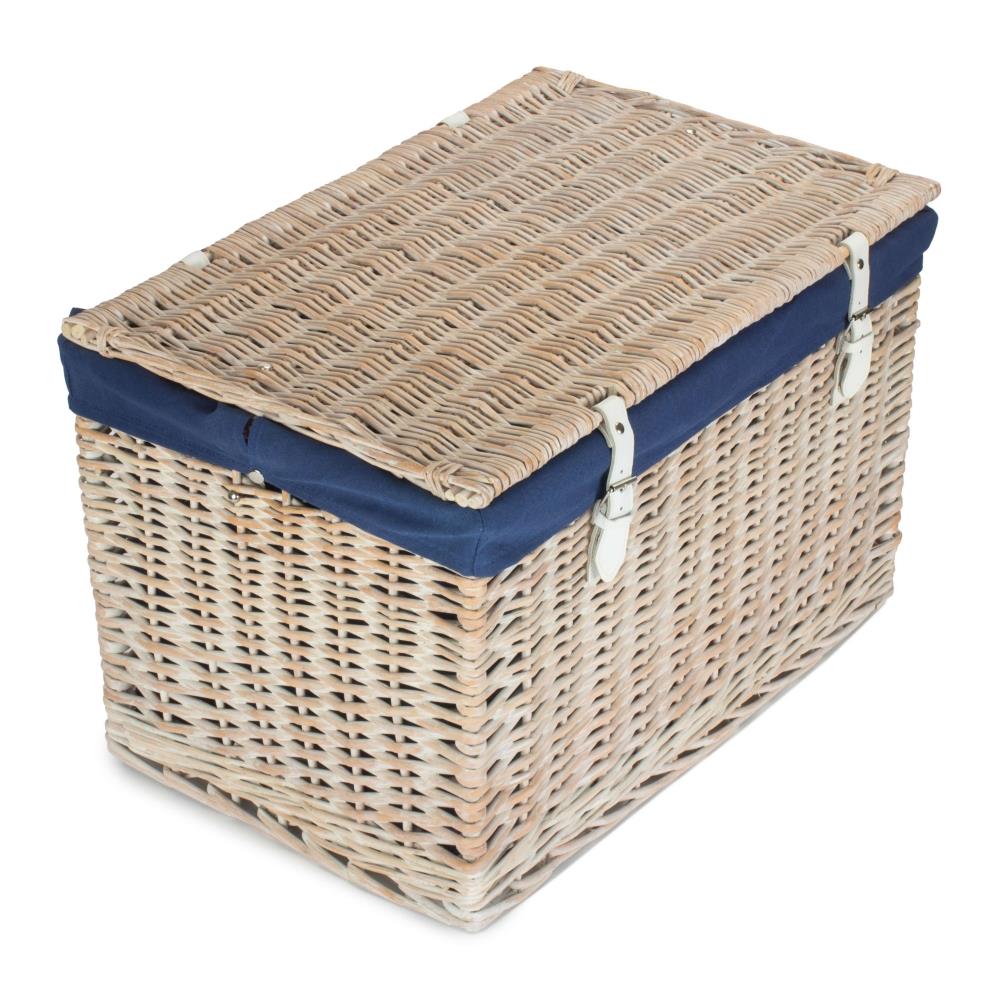 61cm White Wash Chest Picnic Wicker Basket - Picture 23 of 36