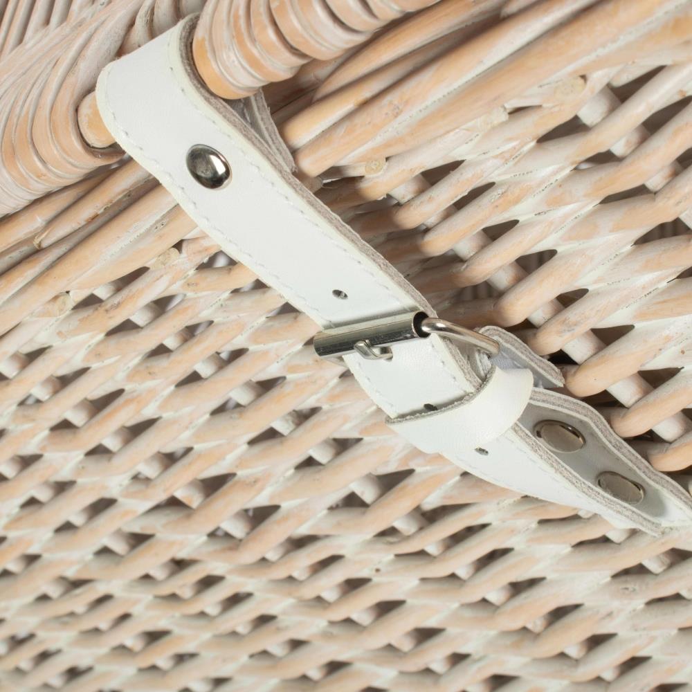 61cm White Wash Chest Picnic Wicker Basket - Picture 31 of 36