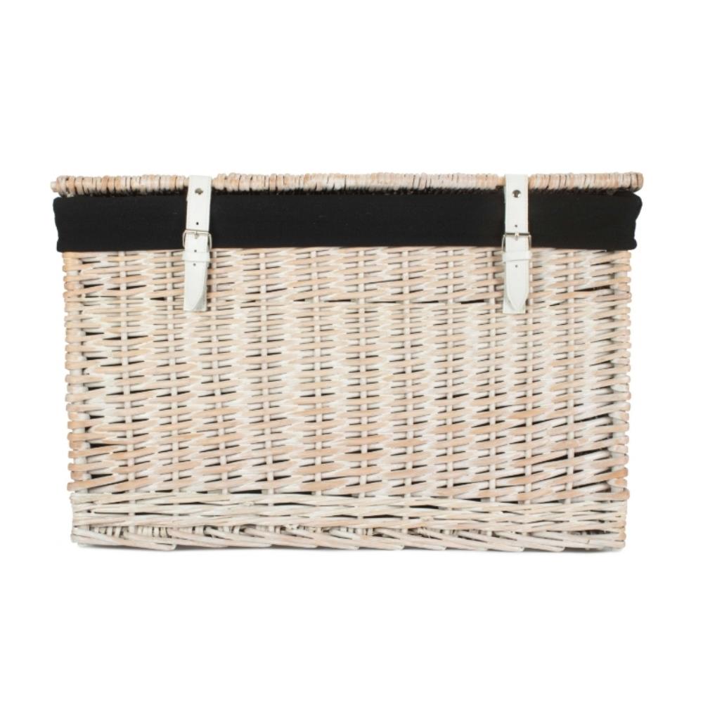 61cm White Wash Chest Picnic Wicker Basket - Picture 9 of 36