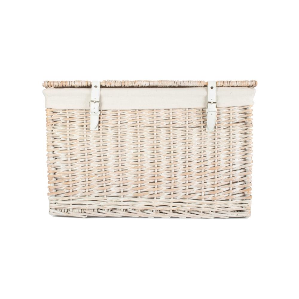 61cm White Wash Chest Picnic Wicker Basket - Picture 34 of 36