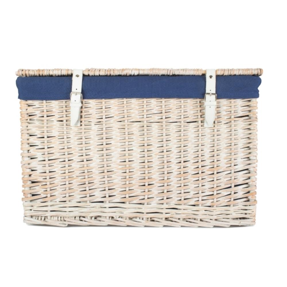 61cm White Wash Chest Picnic Wicker Basket - Picture 24 of 36