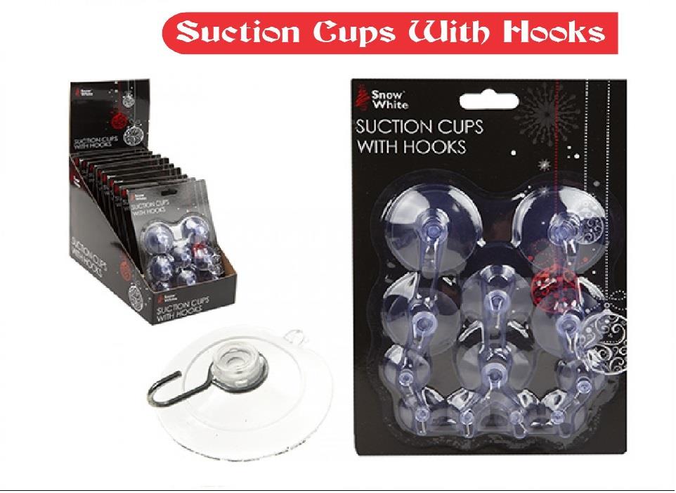 12pc Suction Cups with Plastic Hooks for Windows Decorations Christmas