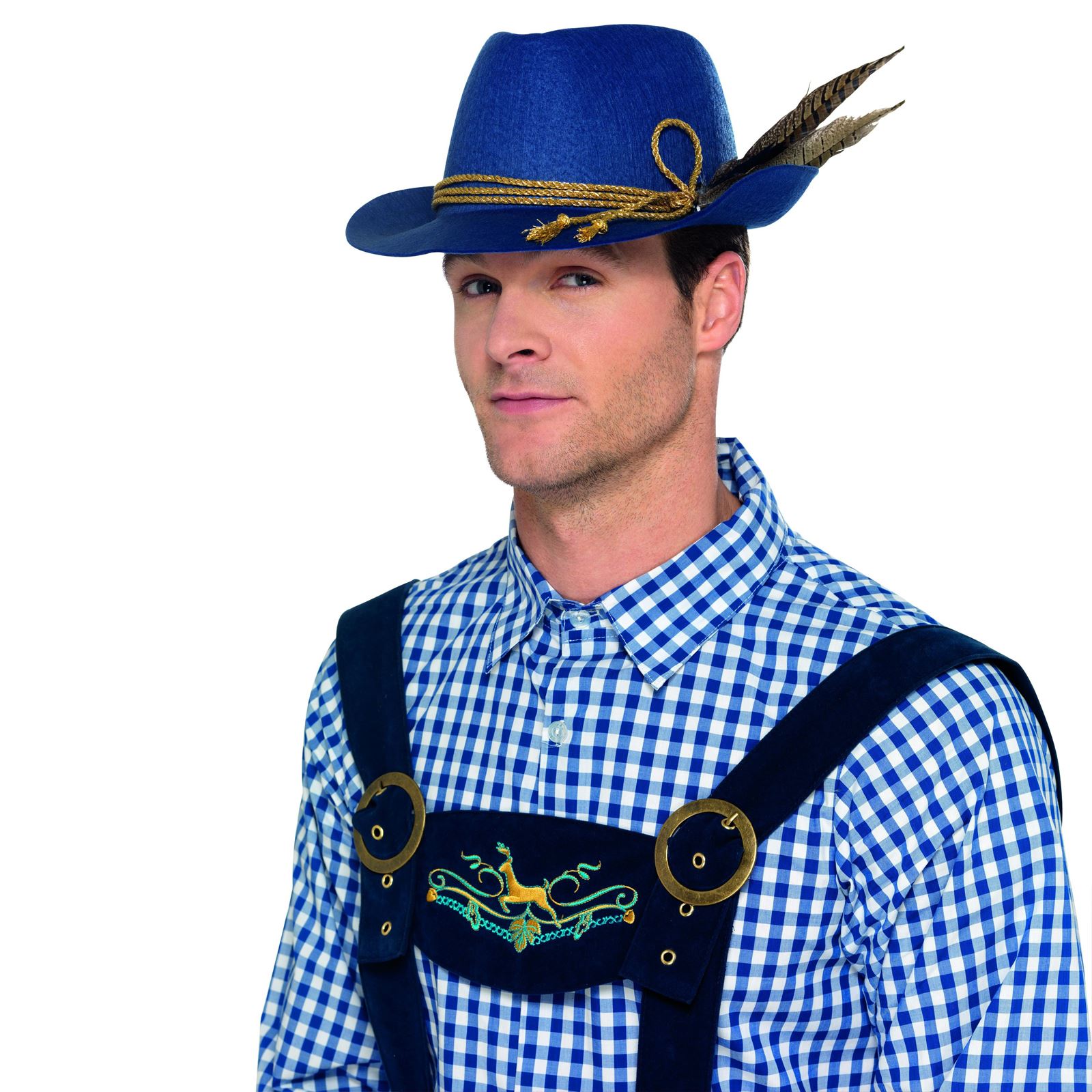 adatta per Halloween blu con piuma Autentico Cappello Bavarese Oktoberfest