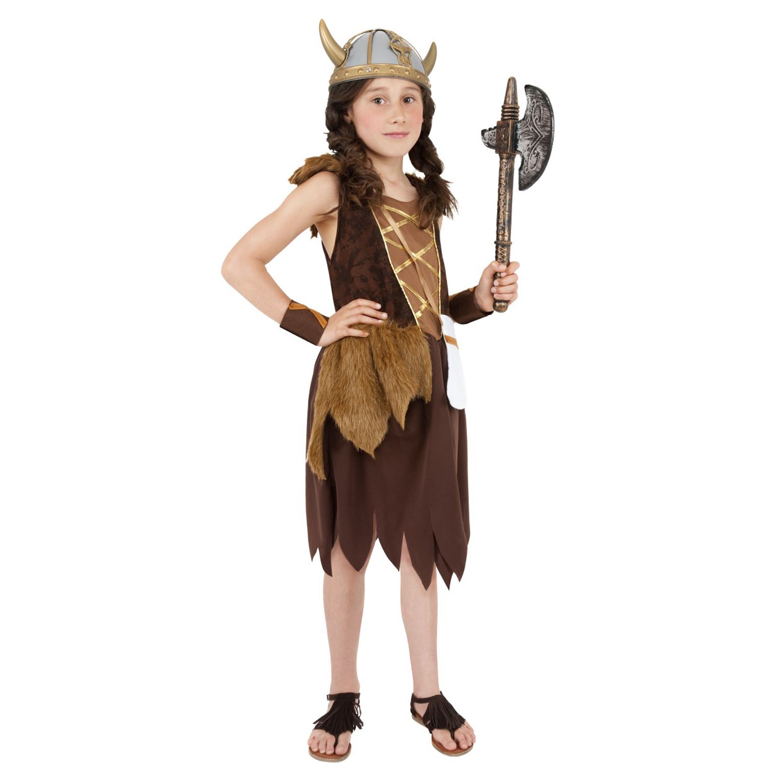 Ragazze Viking Costume Guerriero Sassone Kids Vestito Bambino Libro Settimana Giorno