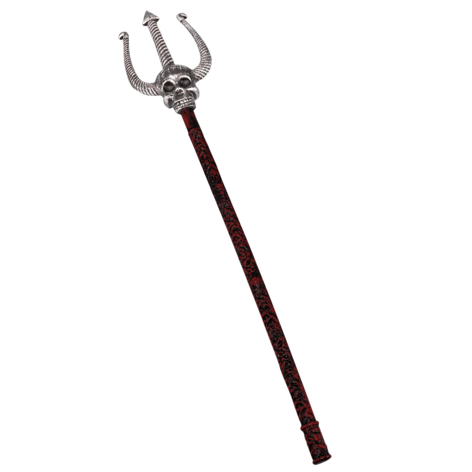91cm Skull Staff Trident Fork Gothic Medieval Fancy Dress Weapon Prop