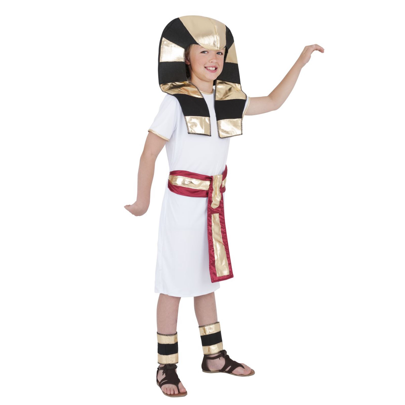 Ragazzi Faraone Egiziano Nero King Storico Costume Libro Settimana Vestito