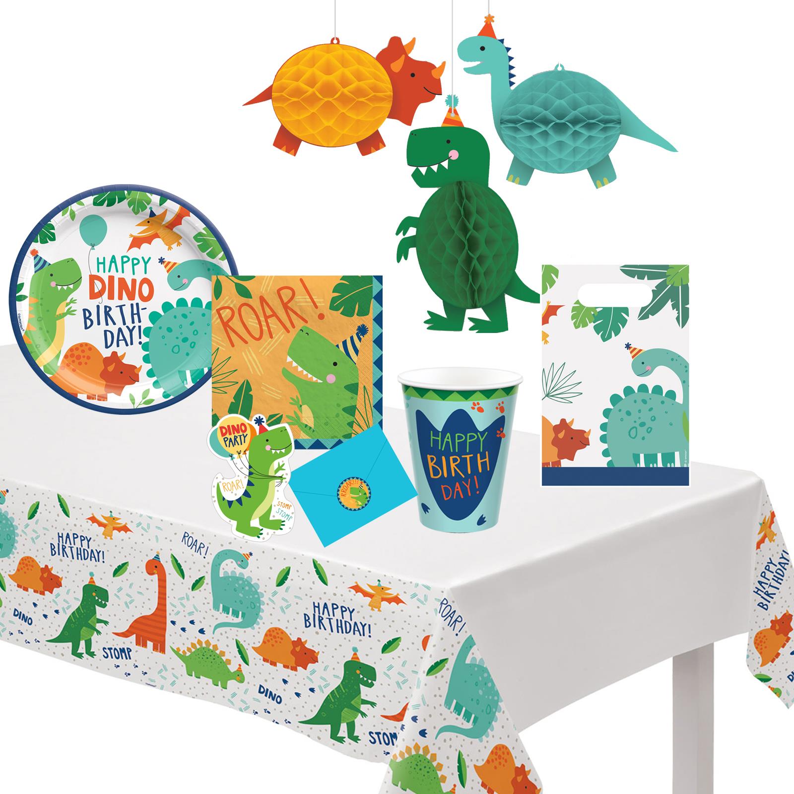 Dinosaur Kids Birthday Party Plates Napkins Cups Table Cover Hanging