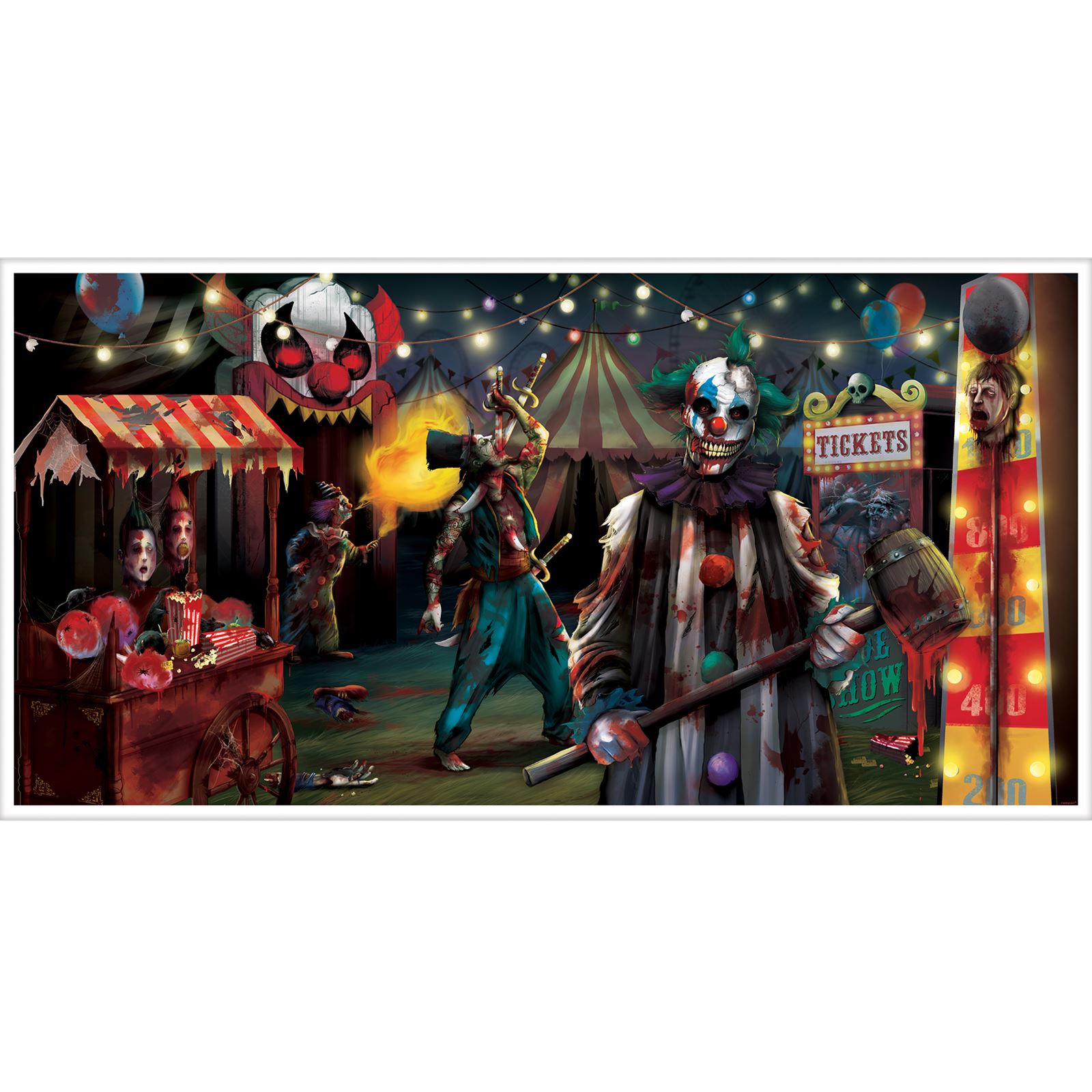 5ft Halloween Creepy Clown Carnival Sinister Killer Poster Banner