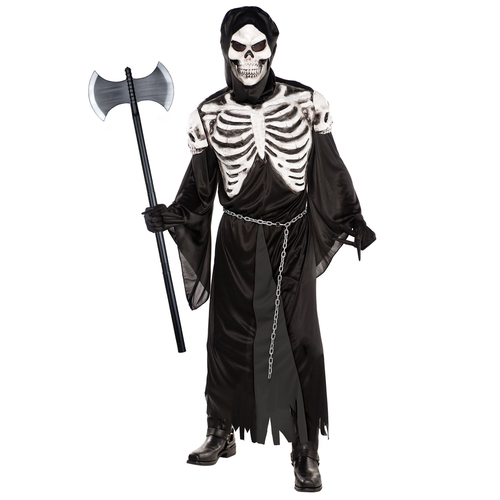 Mens Halloween Crypt Keeper Ghoul Fancy Dress Skeleton Costume Gents One Size