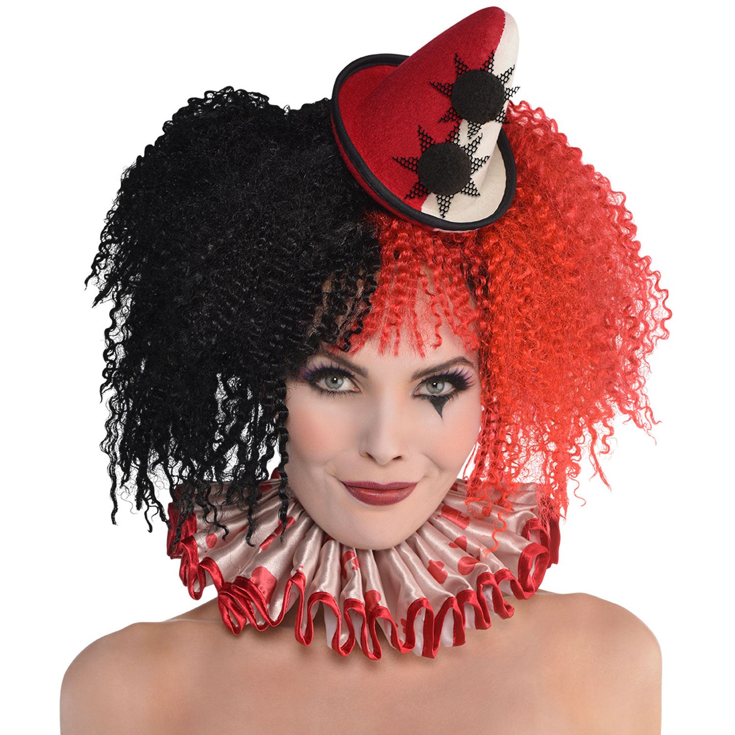 Adult Ladies Freak Show Clown Blood Stained Ruffle Collar Halloween