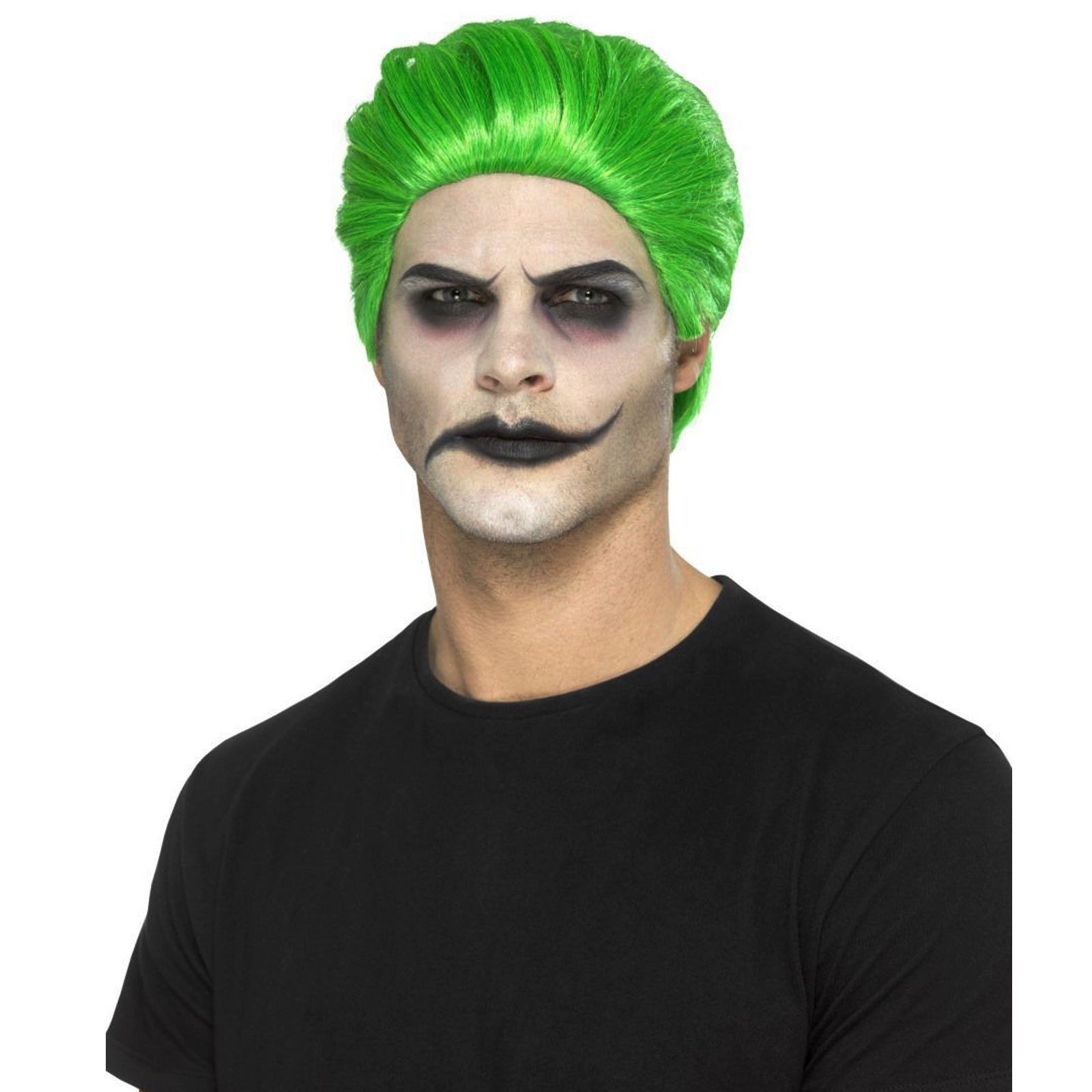 Adult Mens Joker Green Slick Trickster Wig Villian Halloween Costume