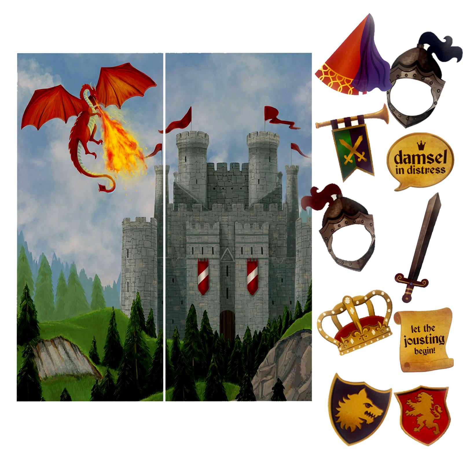 Medieval Scene Setter Photo Booth Props Knights Dragons Birthday