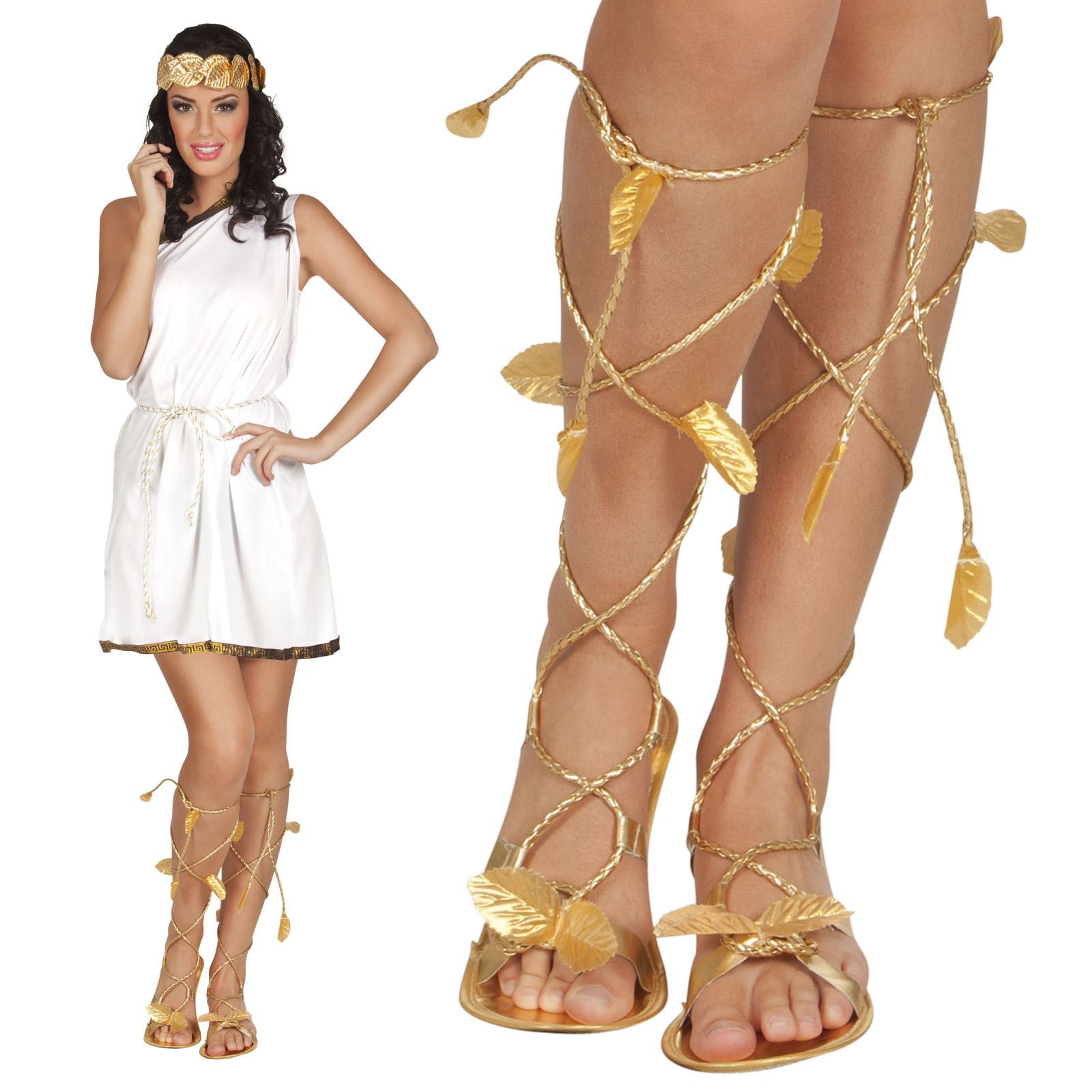 Fancy Dress Gold Sandals Greek Roman Egyptian Cleopatra Goddess toga Shoes