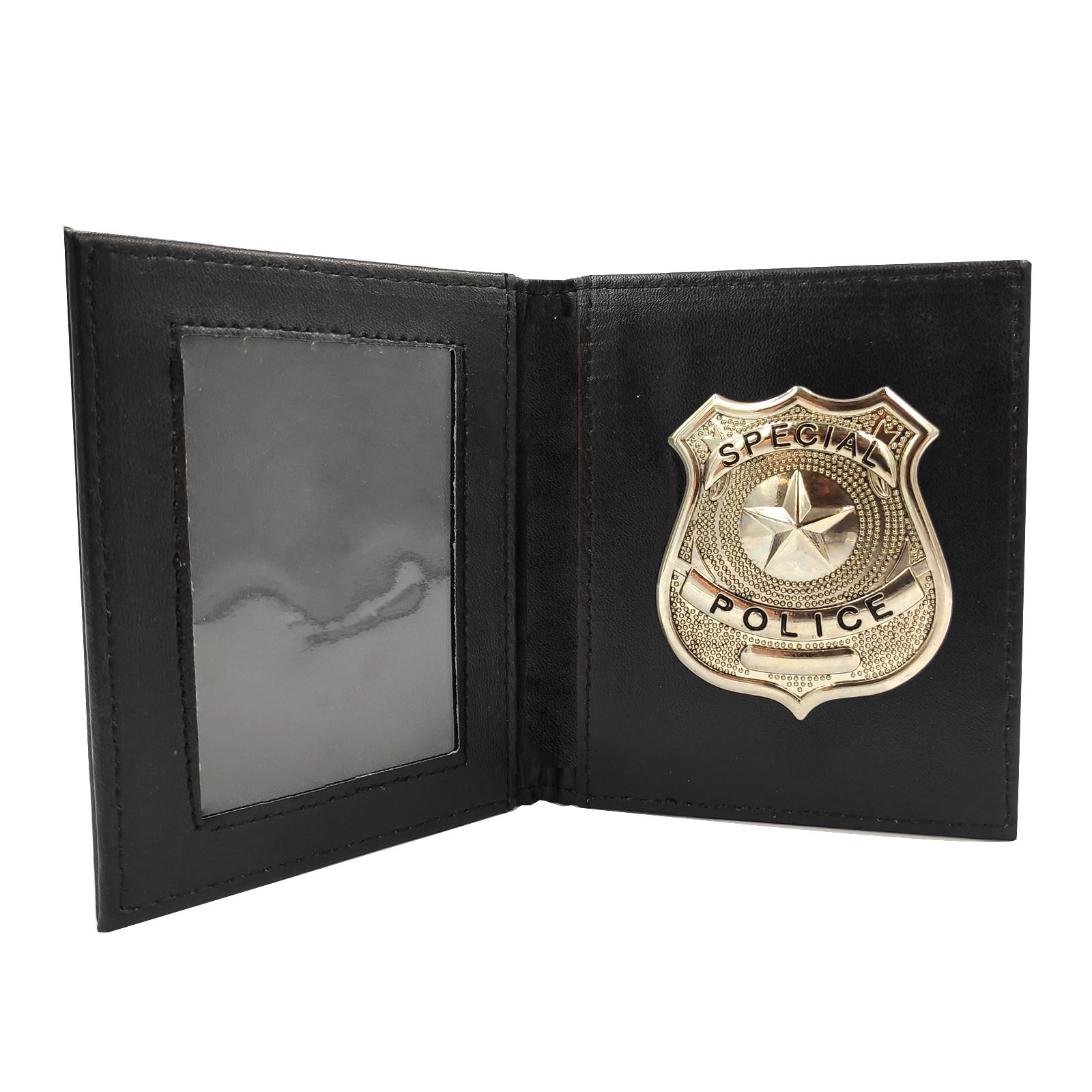 Mens Silver Police Badge Cop Officer ID Badge Wallet Fancy Dress Prop