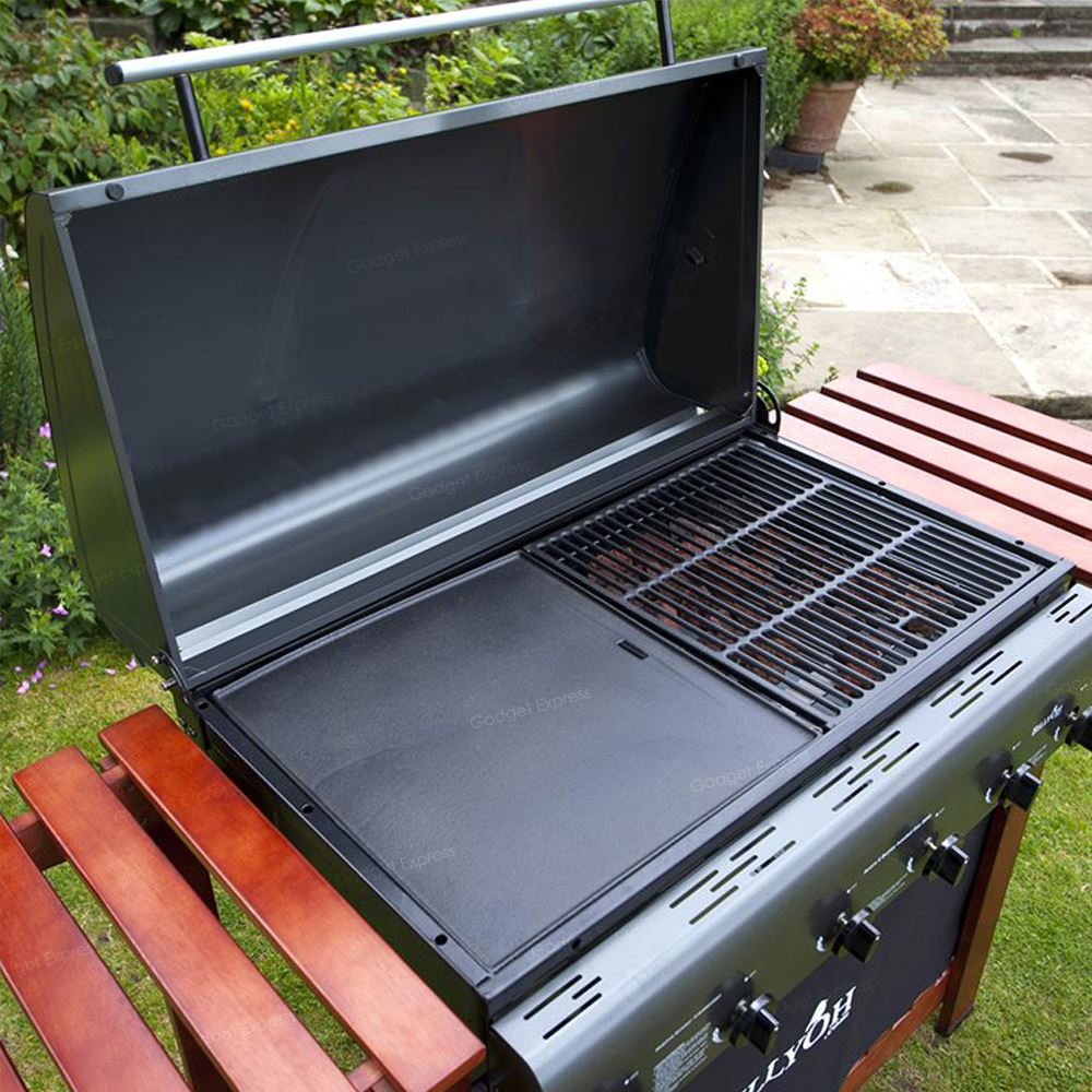 BBQZ 6 Burner BBQ Gas Grill Griddle Barbecue Lava Rock with 2 Side