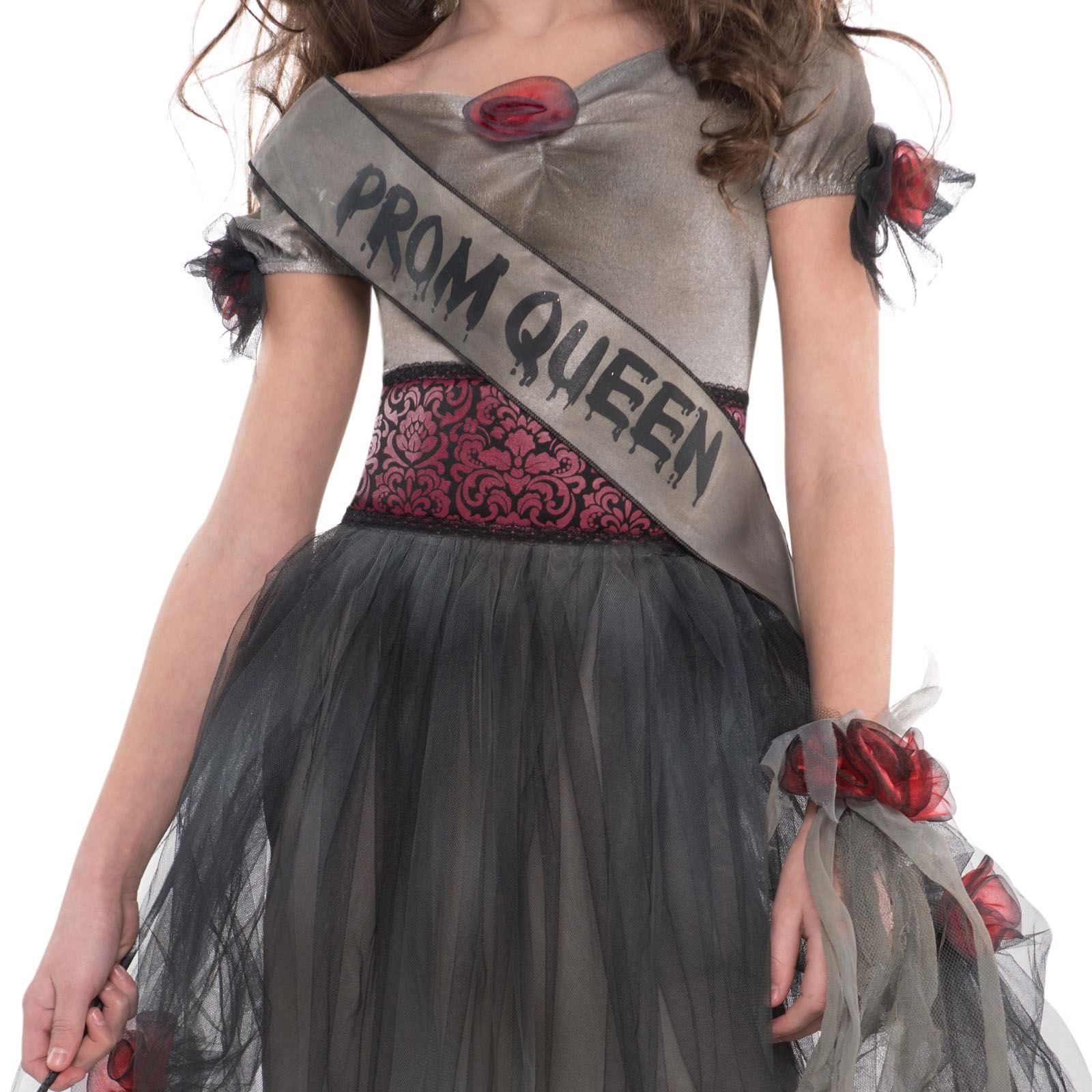 Girls Zombie Prom Queen Costume Halloween Fancy Dress Teen High School Horror
