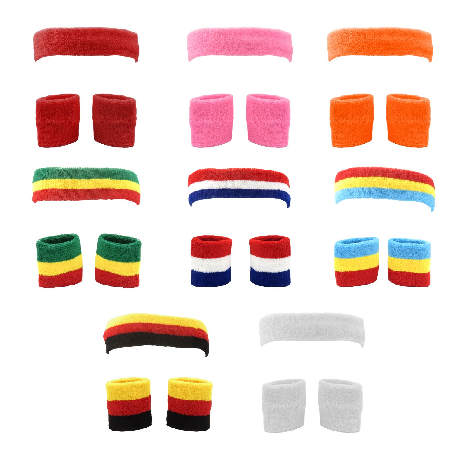 Sports Headband Wristband Set 80s Neon Dance Festival Fun Run Party