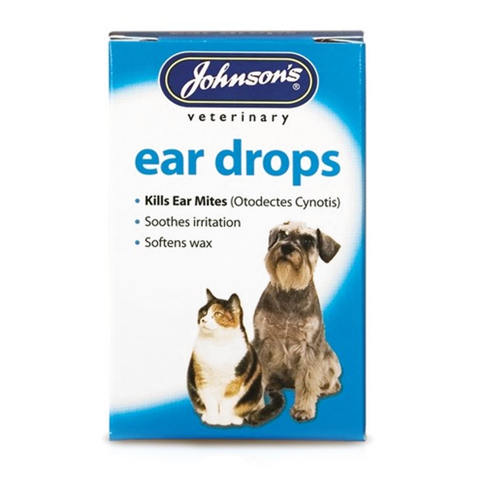 Johnsons EAR DROPS Dog Cat Pyrethrum Mite Killing Soothing Wax