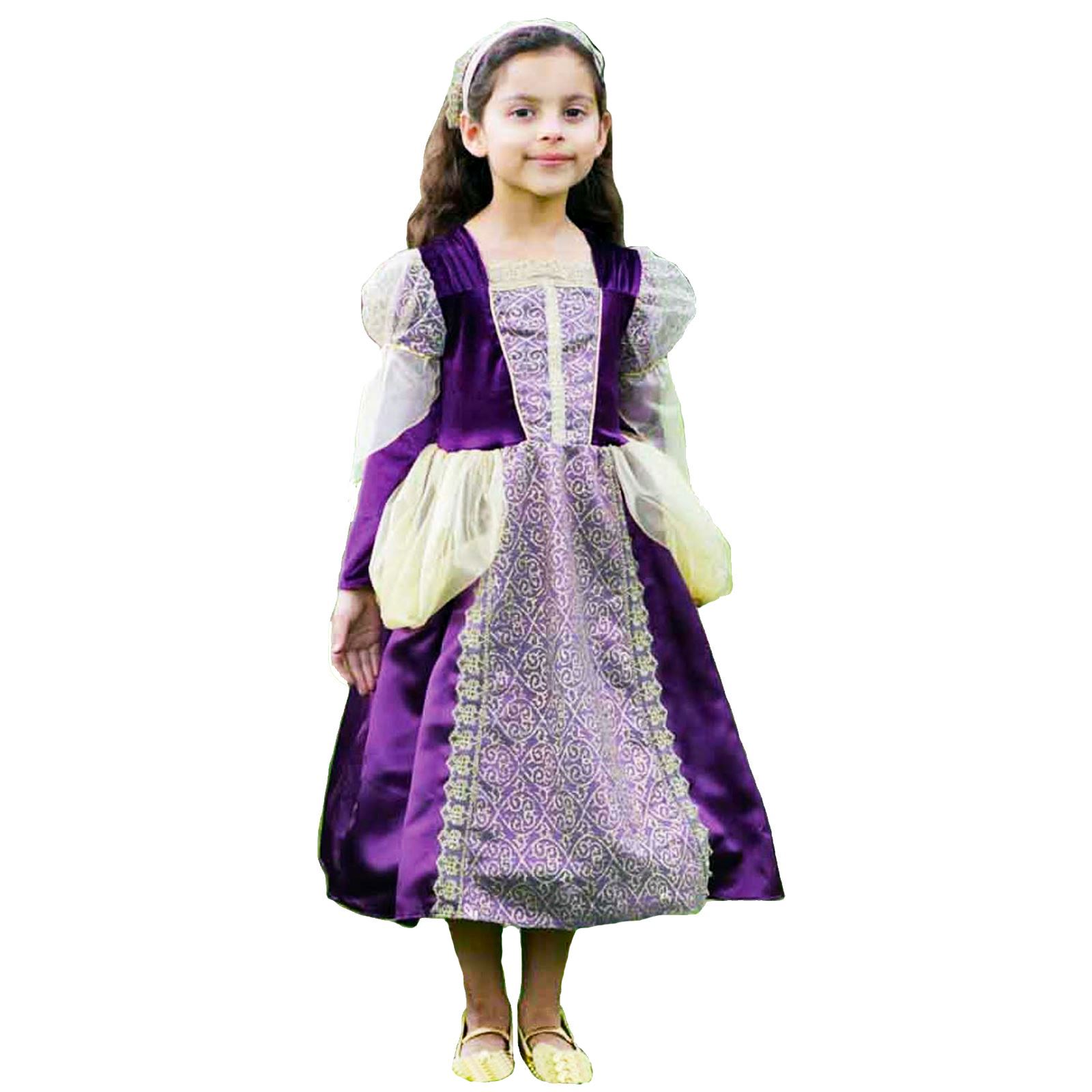 Girls Amethyst Queen Fantasy Fairy Tale Princess Fancy Dress Costume Kids Purple