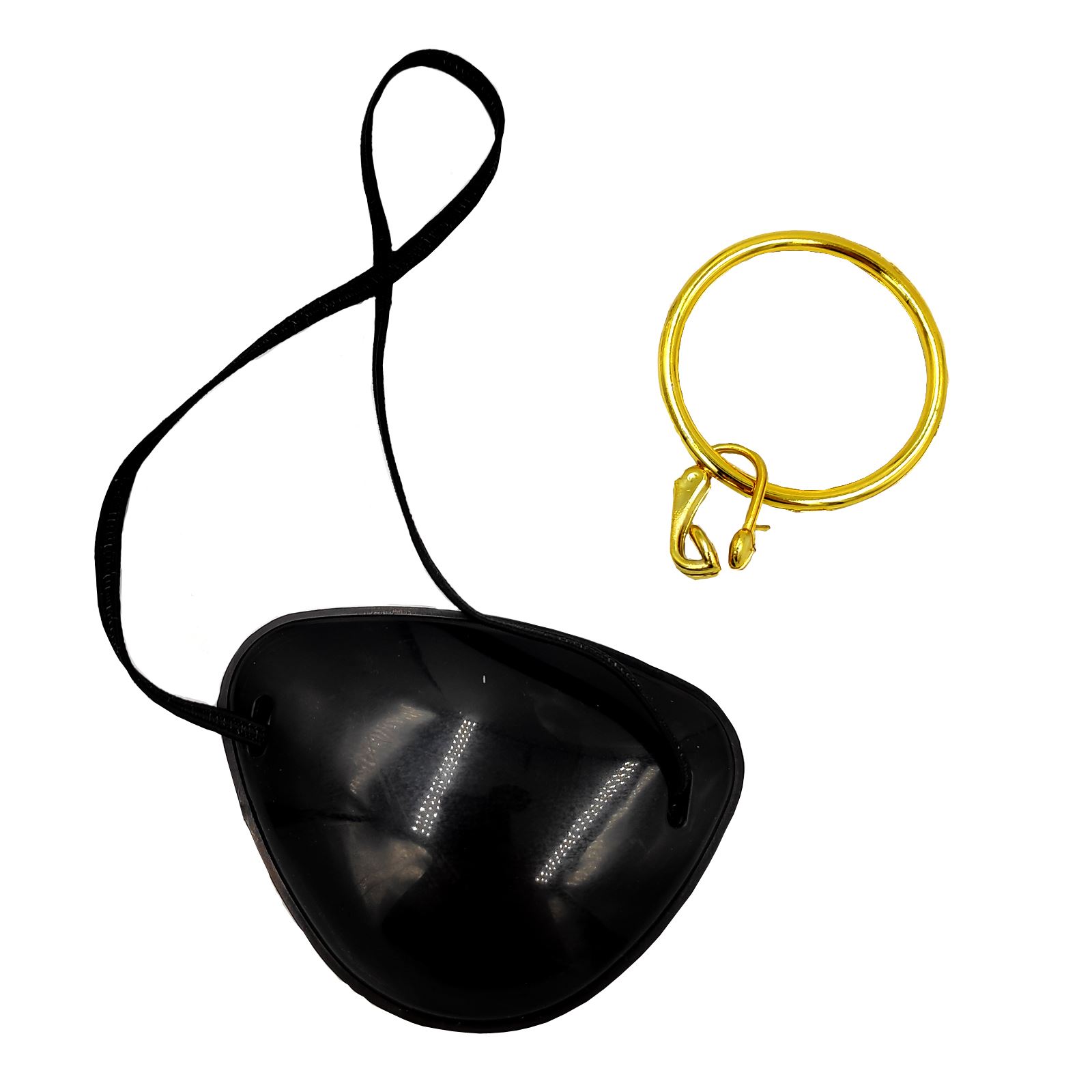 Pirate Accessories Set Eyepatch And Earring Hoop Gold Fancy Dress New