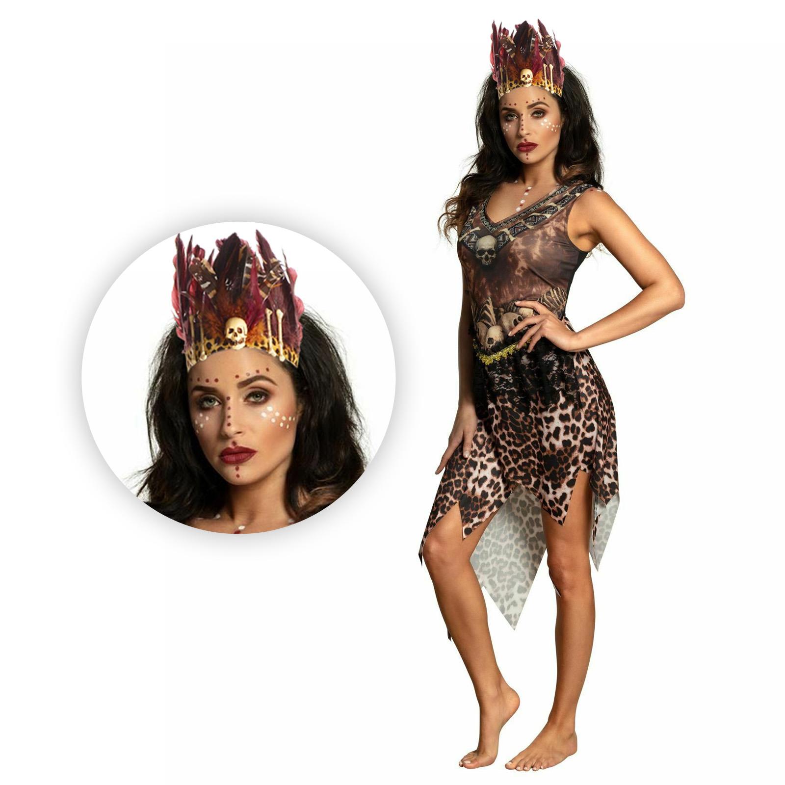 Ladies Gothic Skull Headband Tribal Voodoo Enchantress Halloween Fancy Dress UK